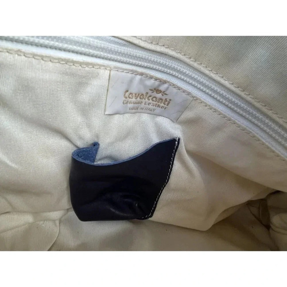 Cavalcanti Leather Shoulder Bag Genuine‎ Leather Made In Italy Navy blue color - Picture 7 of 8